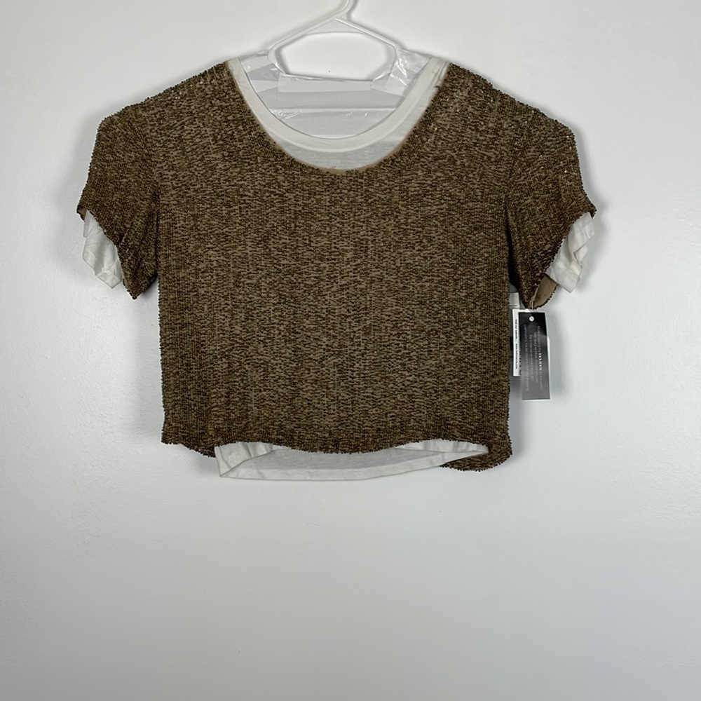 Robert Rodriguez short sleeve attached 2 piece sequins oversized shirt Size 6